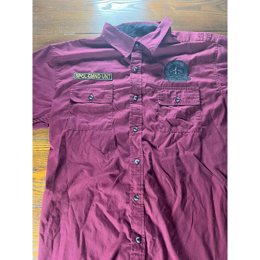 HARD EDGE Special Forces Button SPCL CMND UNT Maroon Uniform Shirt Size Large